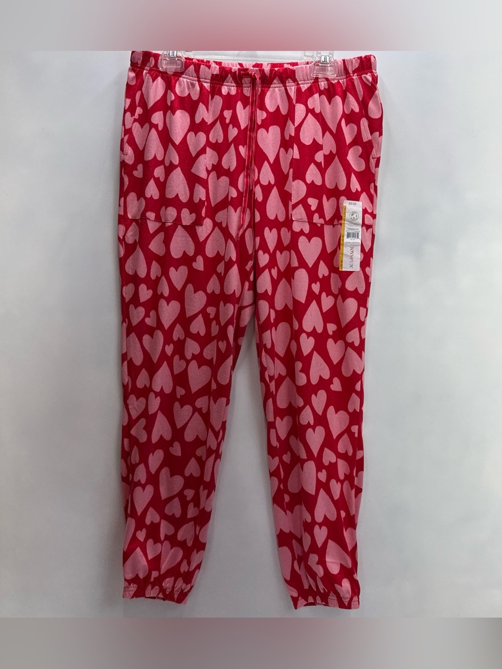 NWT Joyspun Women’s Red and Pink Heart Pajama Pants with Waist Drawstring